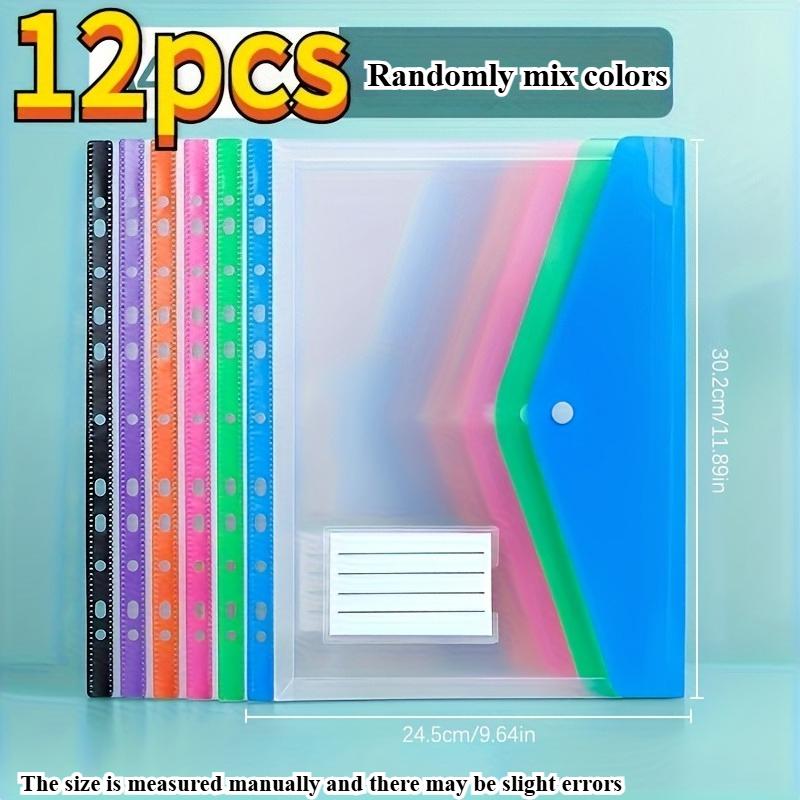 12/6pcs A4 Expanding File Folders with Push-Button 11-Ring Binder Pockets-Binder Organizers for School,Office,Home Organization