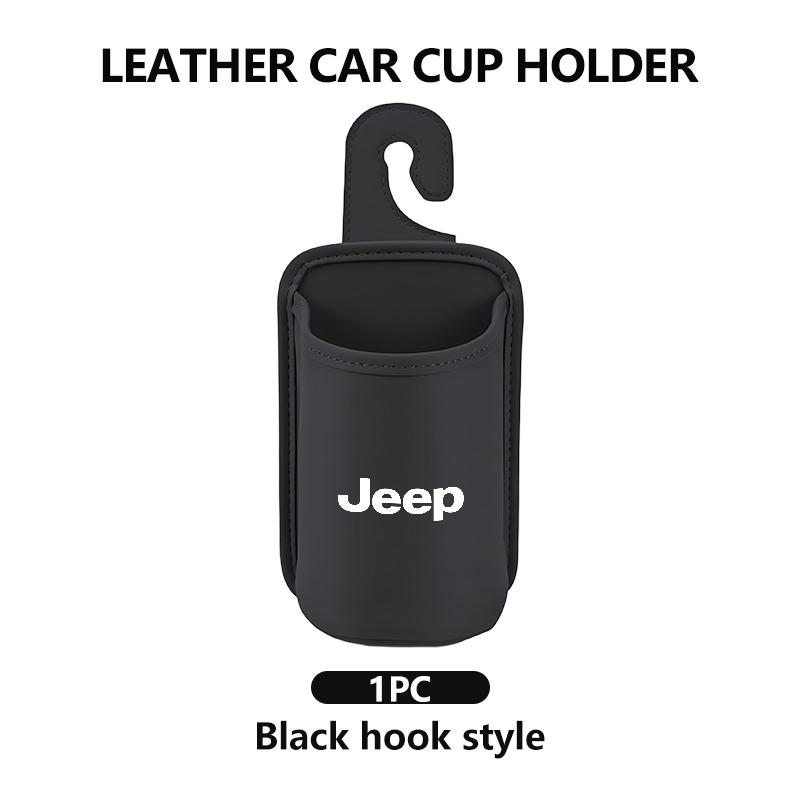 Leather Car Door Cup Holder Organizer Storage Bin Drink Rack Auto Cup Holder For Jeep Wrangler-JK Liberty JL Cherokee Patriot