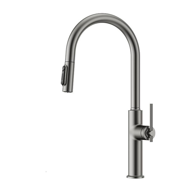 

3ways Kitchen Faucet Chrome White Brass Pull Out Hot and Cold Rotation Kitchen Sink Mixer Lead Free Sink Mixer сірий колір