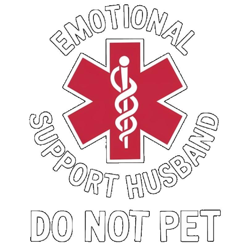 Emotional Support Husband T Shirt Black Red Medical Cross with Snake Symbol and Text Do Not Pet for Casual Wear and Humor Statement Outfits