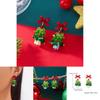Holiday Earrings Women Alloy Red Bow Christmas Tree Jewelry With Glitter For Christmas Party Accessory