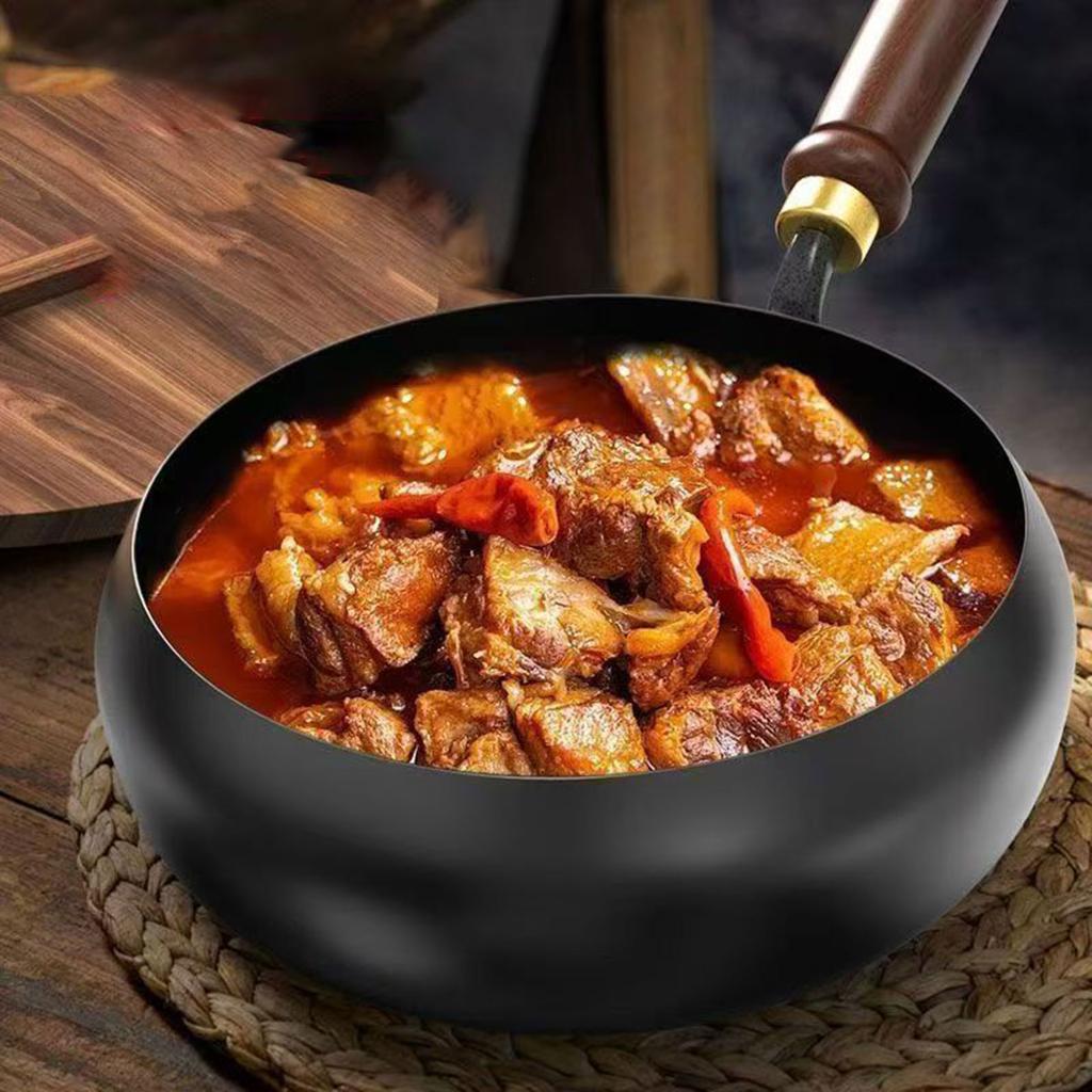 Tigaie de uz casnic Forjată manual Îngroșată Neacoperită Tigaie antiaderentă pentru Hotel Acasă Camping Restaurant Aragaz Ustensile de gătit