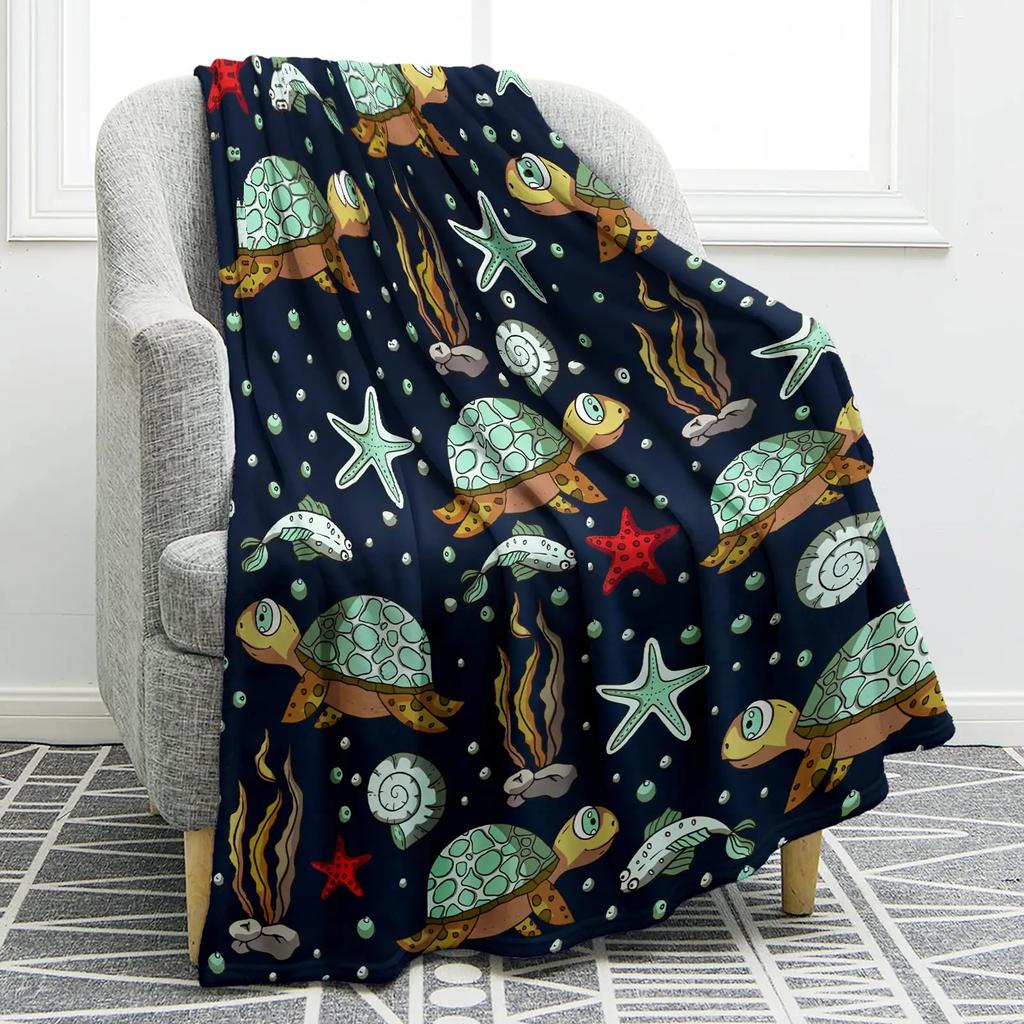 Flannel Fleece Bed Blankets Lightweight Cozy Throw Blanket for Couch Sofa Bedroom Adults Teen Sea Turtle Ocean Animal Landscape