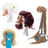 1-5 Stück Rein Handgeflochtenes Veranda-Gänse-Tiere Perücken-Set, Rasen-Gans-Statue Geflochtene Perücke Großes Haar, Niedliche Dekorations-Hut-Perücke Kopfschmuck