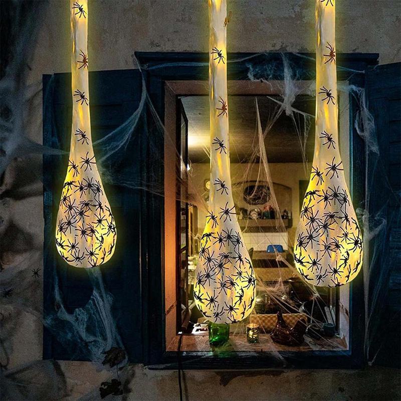 Spider Props Halloween Glowing Spider Egg Sac 3.3ft Hanging Glowing Spider Egg Sac Props for Home Holiday Party Decoration