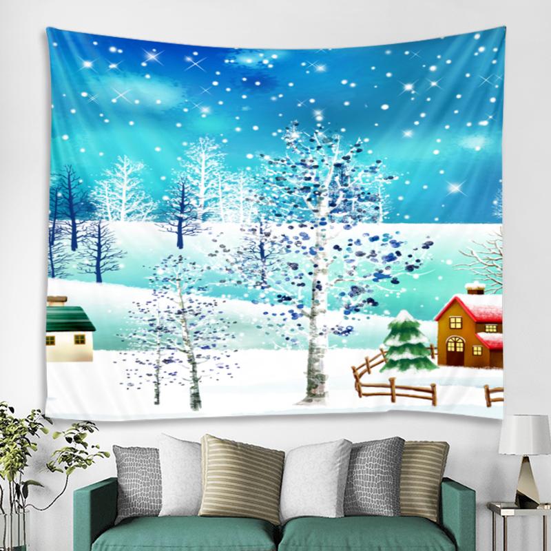 Winter Theme Snowman Christmas Tapestry Wall Blanket Wall Hanging for Home Bedroom Living Room Party Decoration New Years Gift