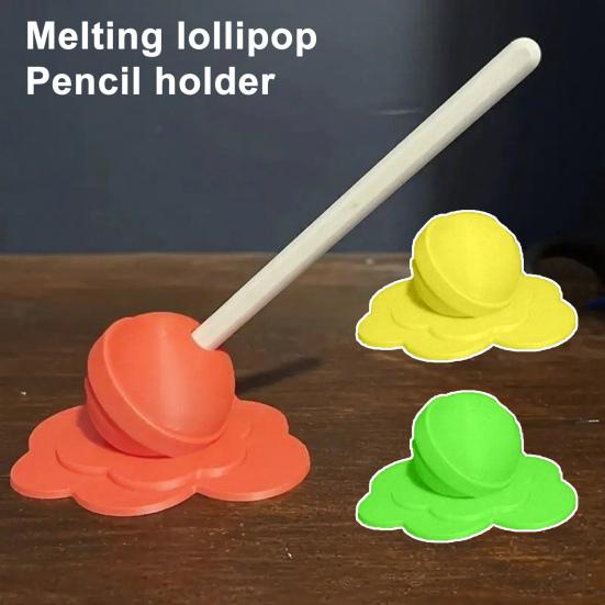 

Melting Lollipop Pencil Holder Portable 3D Printed Pencil Stand Touchscreen Pen Holder for Office Home Desktop Storage 1pc червоний