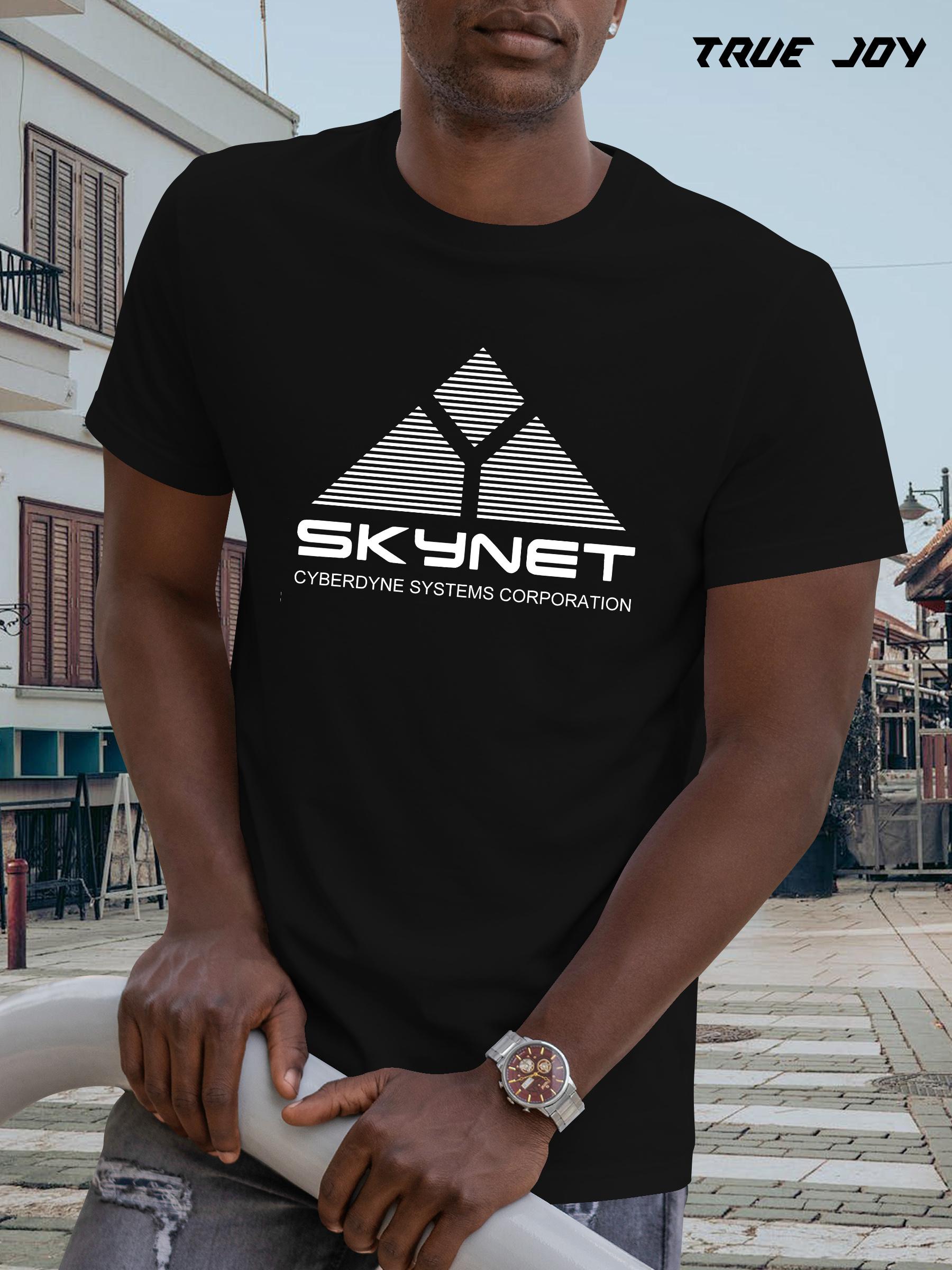 

T-shirt - Lightweight Breathable Quick-Dry Fabric - Light Grey with Bold SKYNET Logo - Regular Fit Round Neck Tee for Tech Enthusiasts S