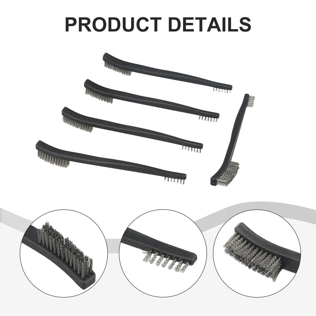5Pcs Double Head Wire Brush Set Steel Brass Nylon Cleaning Polishing Metal Rust Double Headed Rust Removal And Cleaning Brush