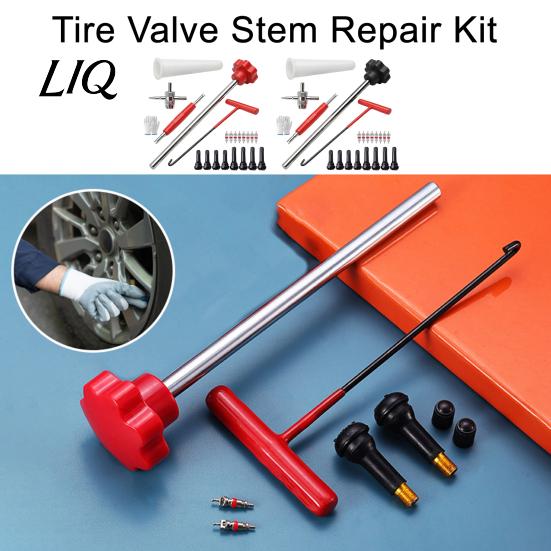 TR414 Valve Stems 23Pcs Tire Stem Tool Set, Quick Change Installer Kit with TR413/TR414 Repair Stems, 4-Way Core Removal for Cars Motorcycles