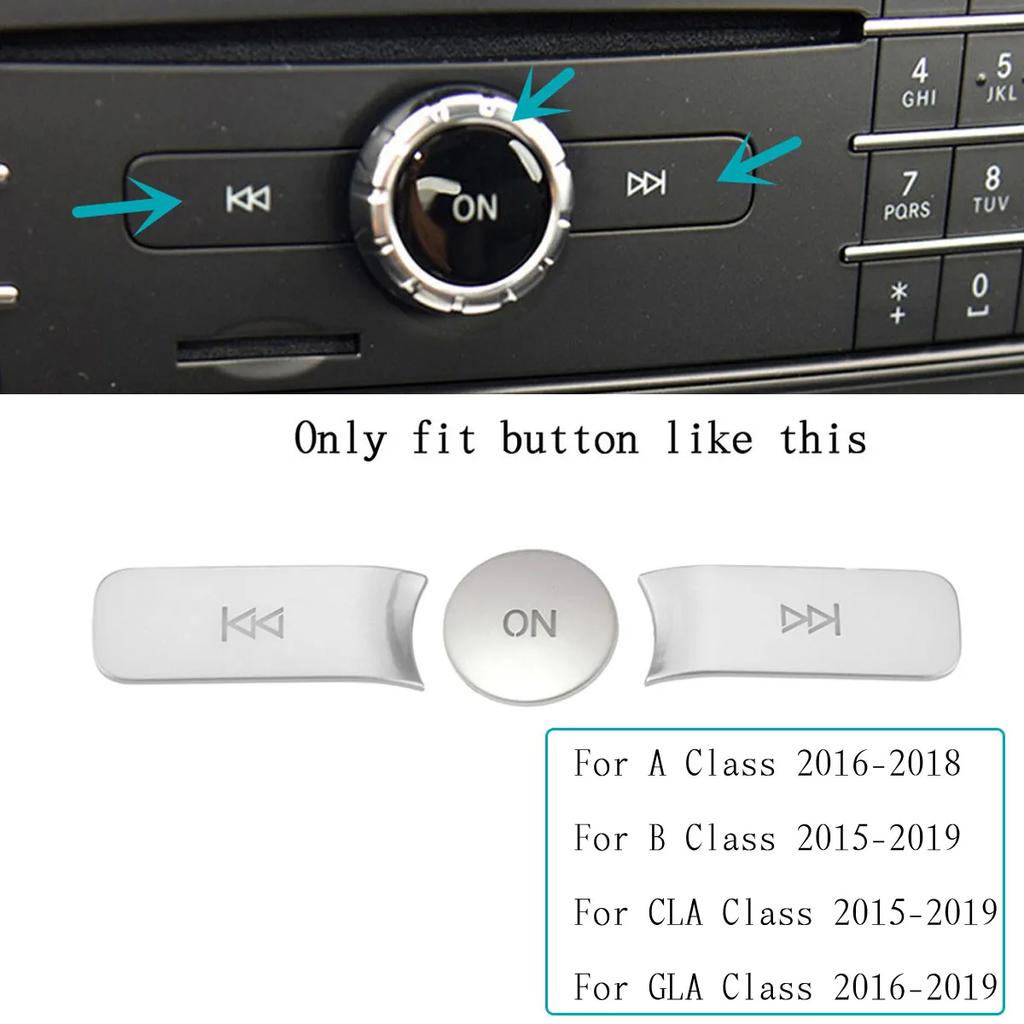 Car Multimedia Volume Radio ON Button Cover Trim Sticker Decal For Mercedes Benz A B C E GLA CIA ML GL SLK  W176 W246 W204 W212