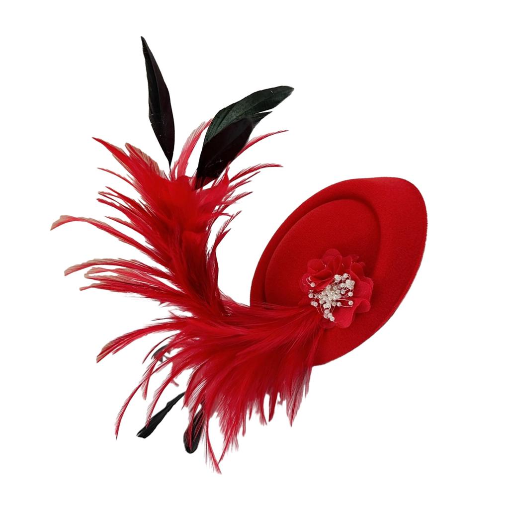 Girly Feather Felt Hat Shape Hair Clip Banquet Party Headband for Teens Medieval Party Taking Photo Anti-Slip Hairpin