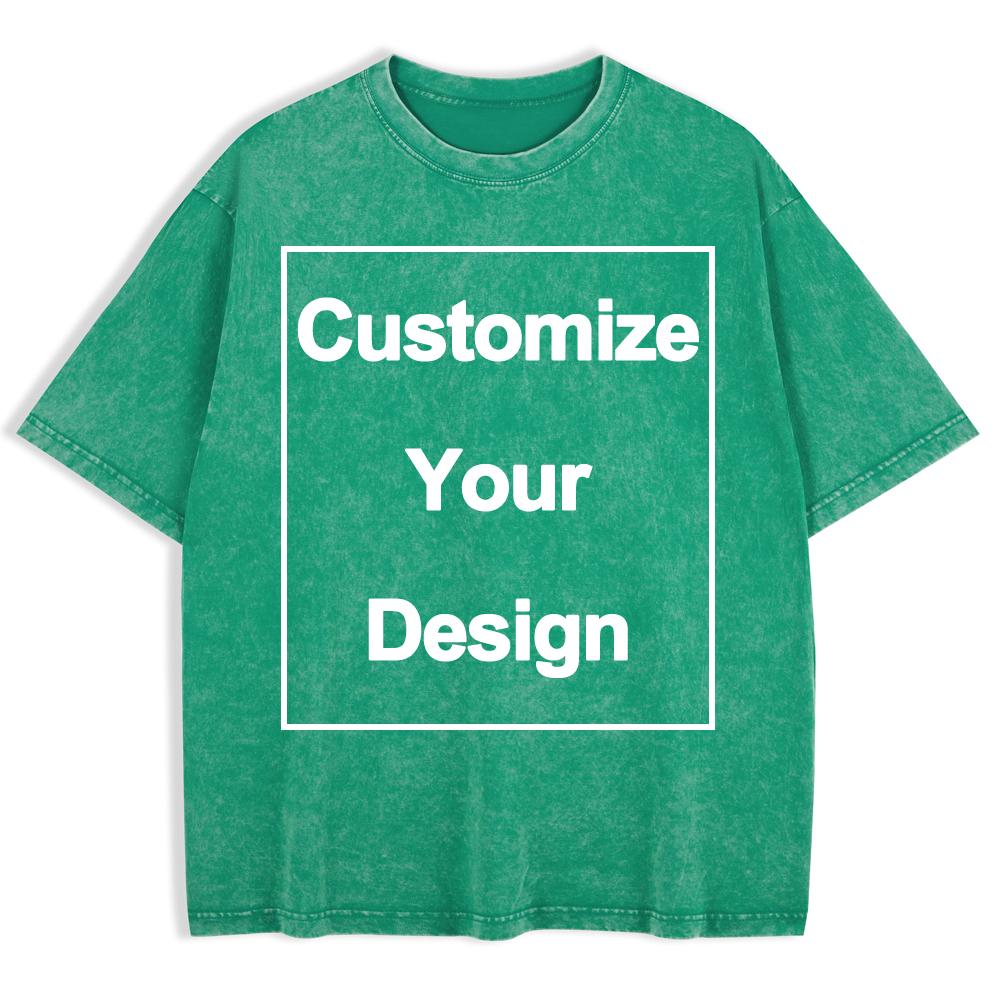 DIY Cotton Washed TShirt Womens Custom Your LogoLetter T Shirt ONeck Oversized Tops Comfortable Short Sleeve Woman Clothes
