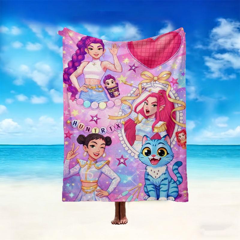 Soft Kpop Demon Hunters Blanket Perfect for Snuggling Up on the Sofa, Ideal for Cozying Up in the Bedroom