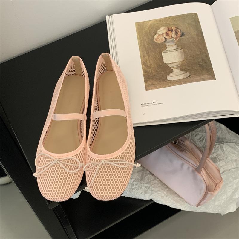 Fashion 2025 New Luxury Spring/Summer Women Mesh Hollow Elastic Band Flat Bottom Non Slip Casual Shoes Flat Bottom Shoes