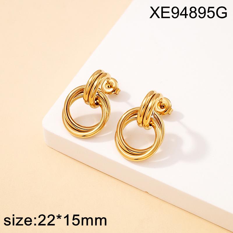 2025 Chic Geometric Titanium Steel Gold-Plated Hoop Earrings for Women - Versatile and Trendy