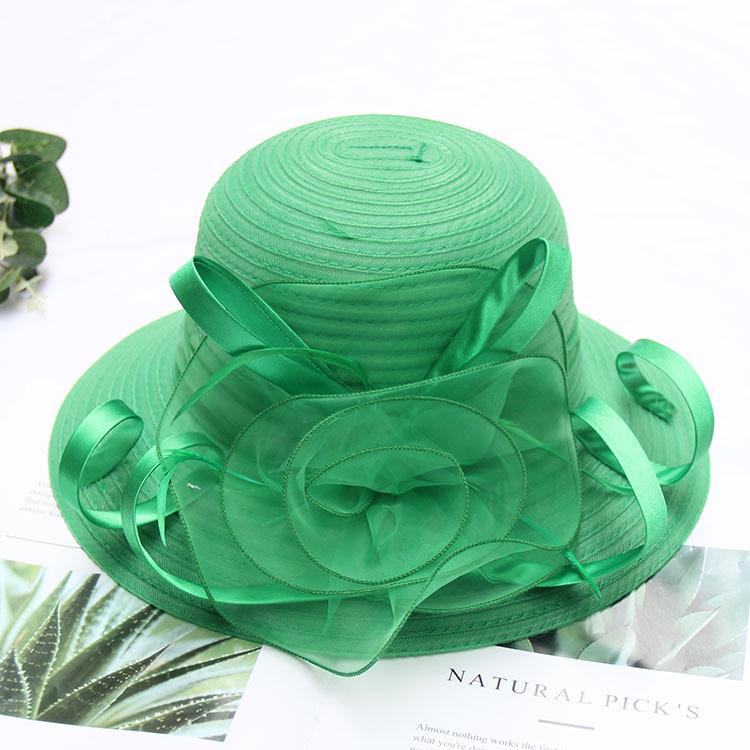 Summer organza fashion hat women's temperament flower seaside sun protection sun hat foldable sun hat