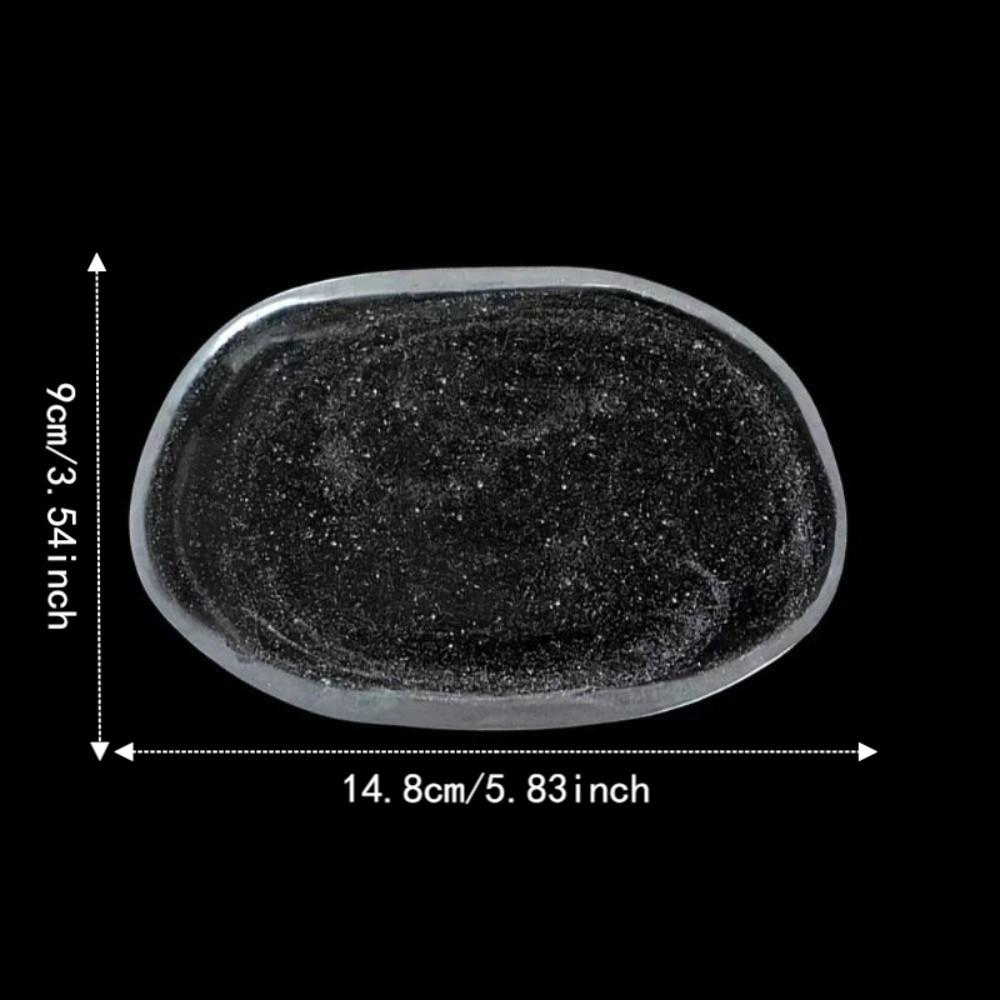 Exquisite Glass Dessert Dish Oval Shape Spit Bone Plate Simple Cold Dishes Restaurant