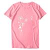 Women Fashion Flower Printing O-Neck Short T-Shirt Loose Blouse Top Shirt