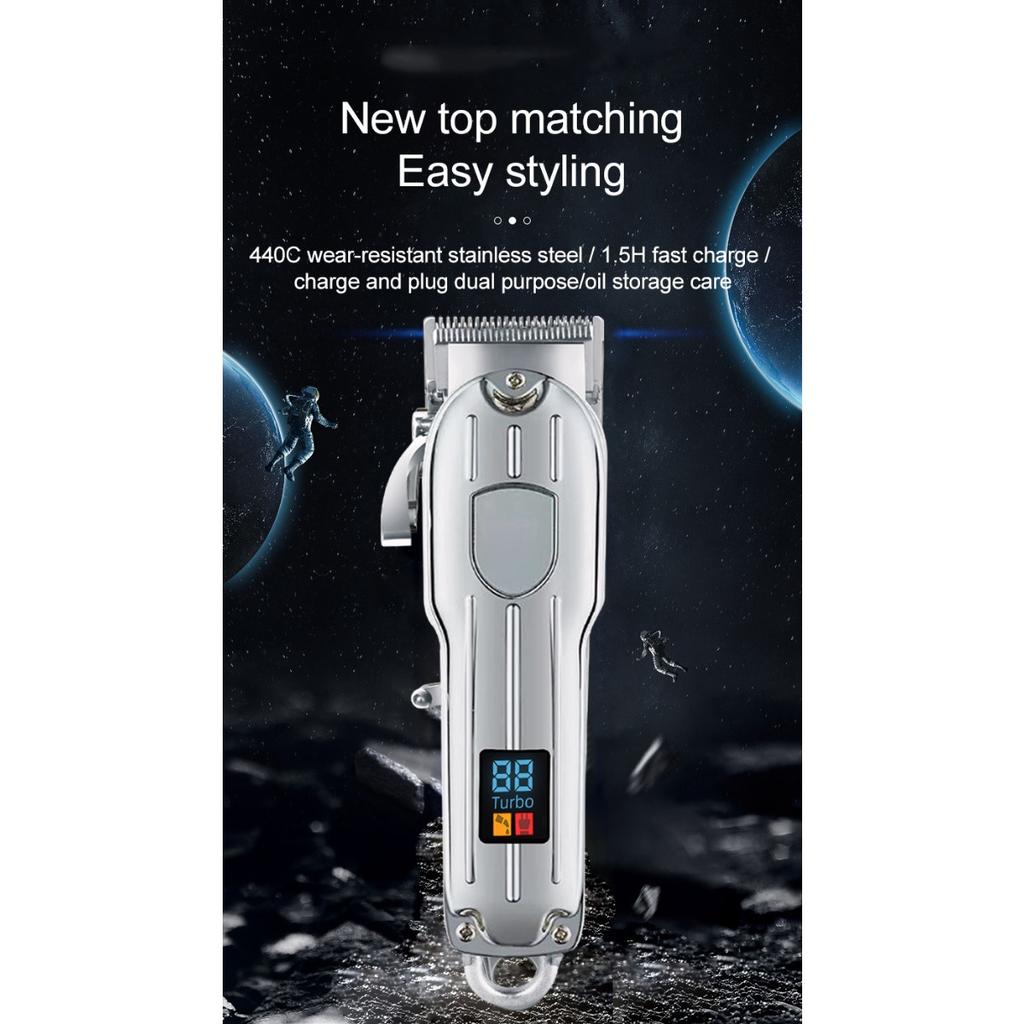 Hair Clipper, Steel Blade, Electric Pusher, LCD Digital Display, Charging, Professional, Electric Clipper