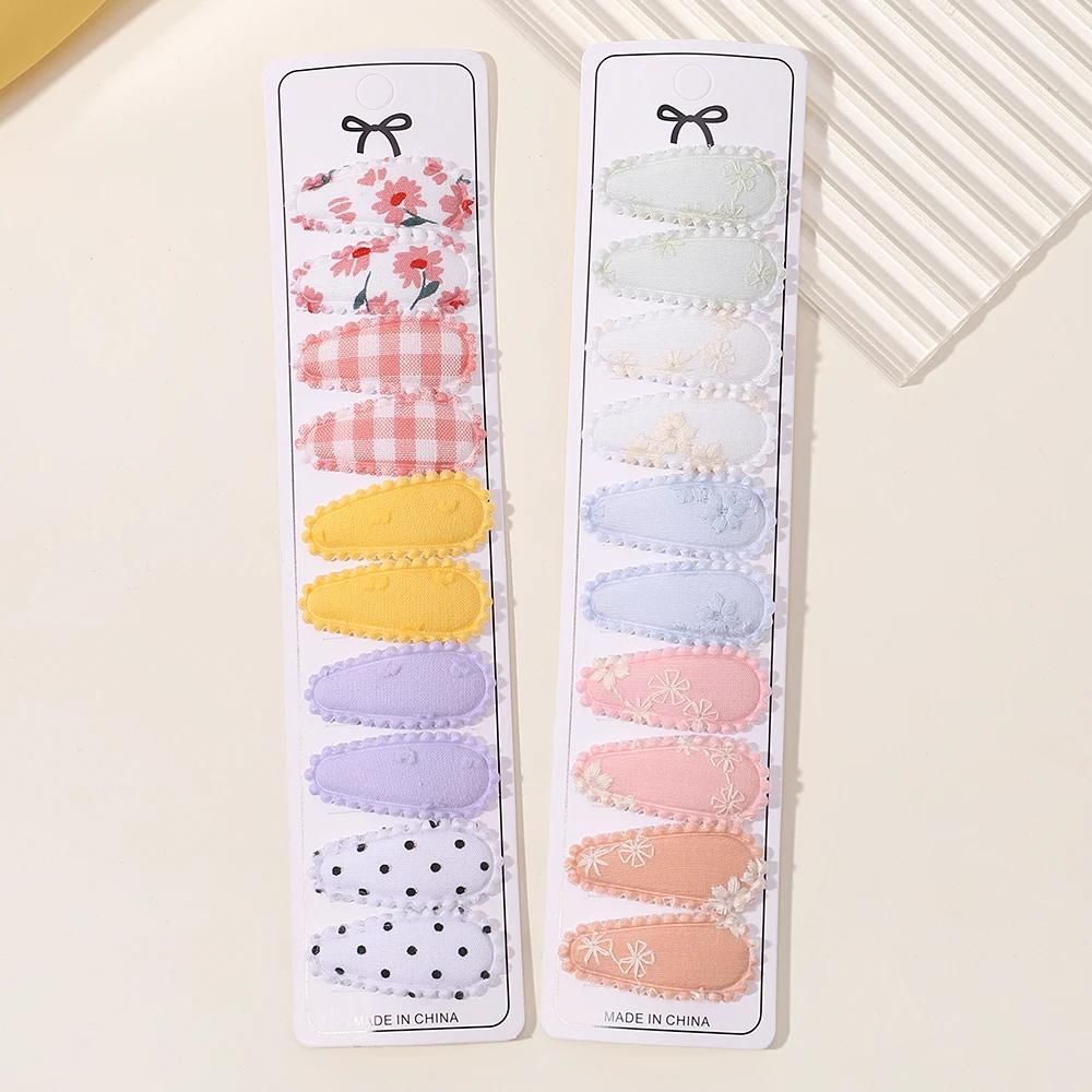Set da 20 Pezzi Fermagli per Capelli in Cotone con Mini Stampe Floreali per Bambine, Fermagli per Capelli Bambini in Tessuto a Quadretti, BB Fermagli per Capelli, Dolci Accessori per Capelli