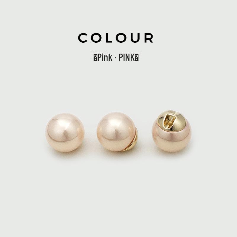 Beige High-Gloss Pearl Metal Button for Women's Shirt, Jacket, Cardigan, Sweater, or Coat