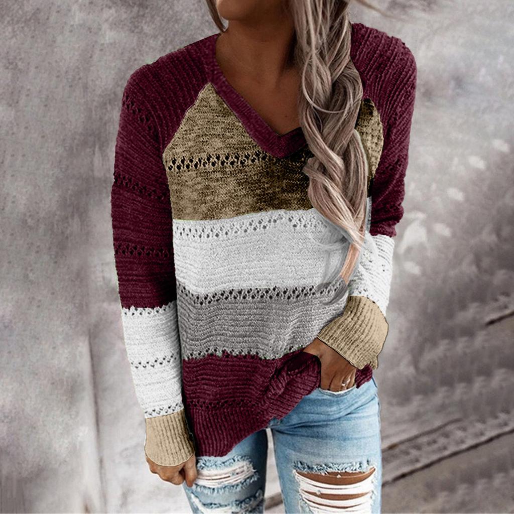 Women's Christmas Red Pullover Top Long Sleeve Sweater Loose Knit Top  Long Sleeve Winter Long Sleeve Top