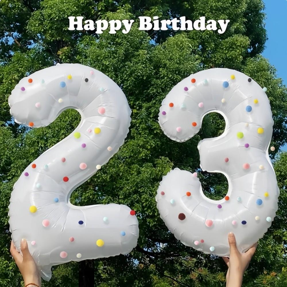 32 Inch Aluminum Foil Balloons Colorful Plush Balls Balloons Set Celebrating Birthdays