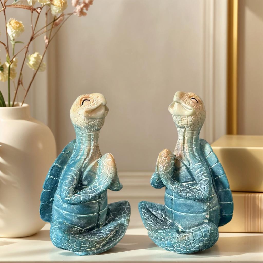 1 Stück Zen-Meditations-Schildkrötenstatue Ornament, Blauer Heilungsstil, Geeignet für Wohnzimmer, Schreibtisch, Arbeitszimmer, Heimdekoration, Ruhige Atmosphäre Deko