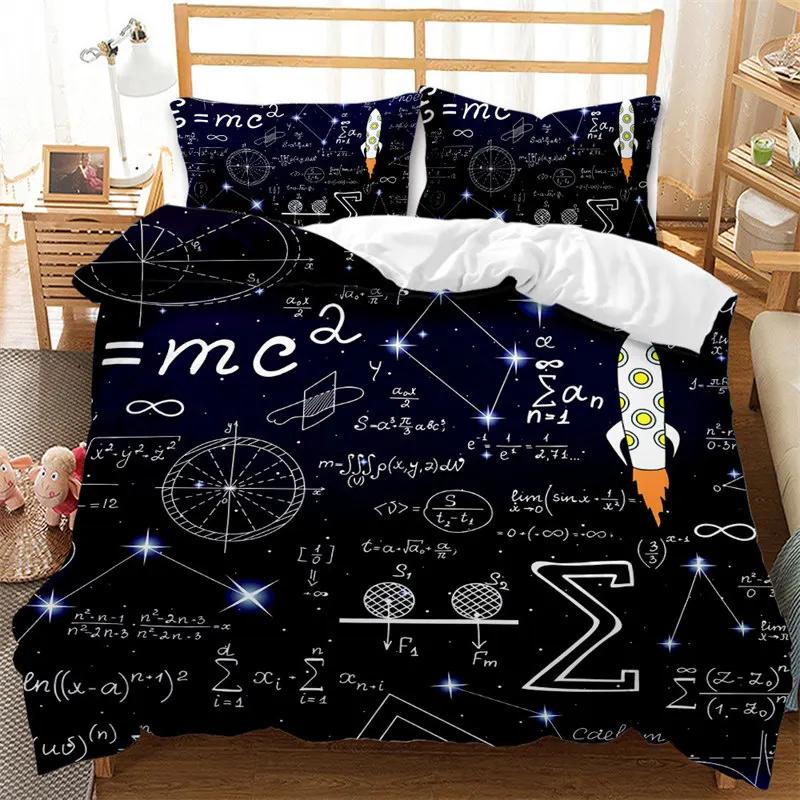 Math Function Duvet Cover Math Equation Bedding Set Double Microfiber Science Geometry Comforter Cover Educational Quilt Cover