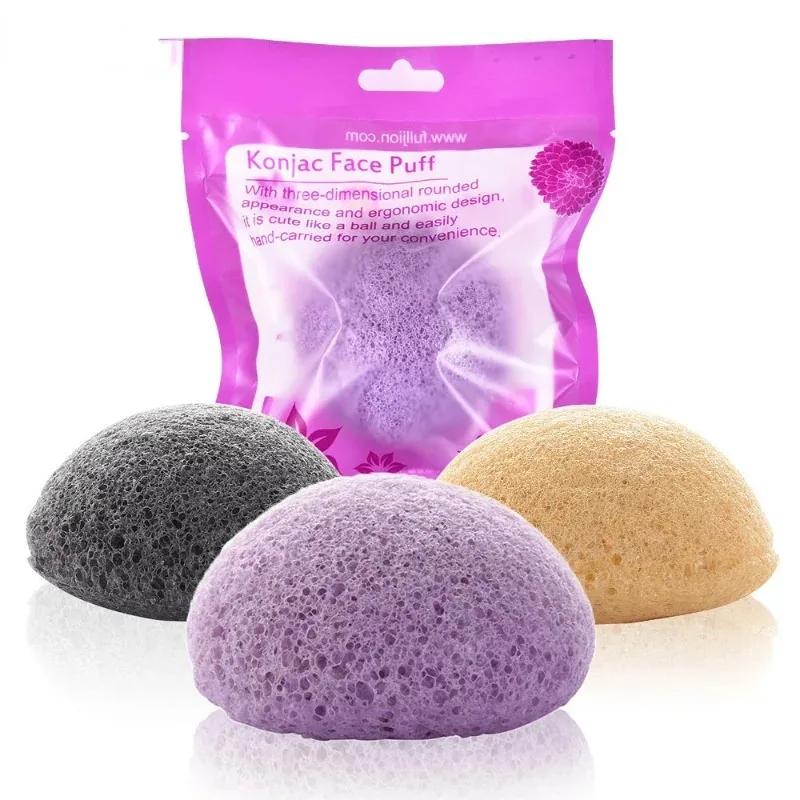 Puff Natural Cleanse Exfoliator Puff Face Cleaning Sponge Round Shape Konjac Face Washing Sponge Facial Tool