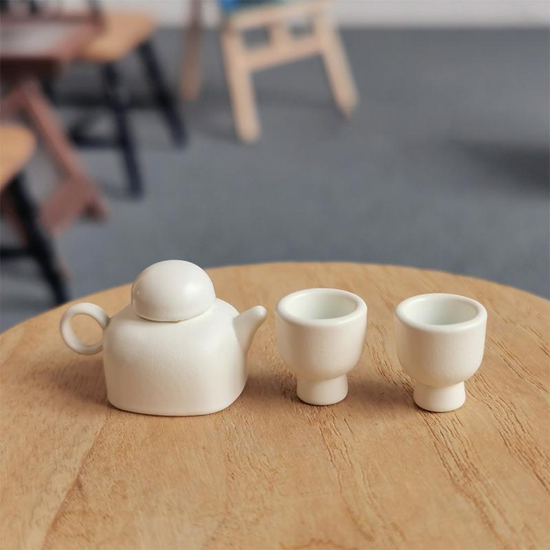 1/12 Dollhouse Simulation Teapot Teacup Kit Dollhouse Miniature Kitchen Decoration Toy Dolls House Micro Scene Photo Props