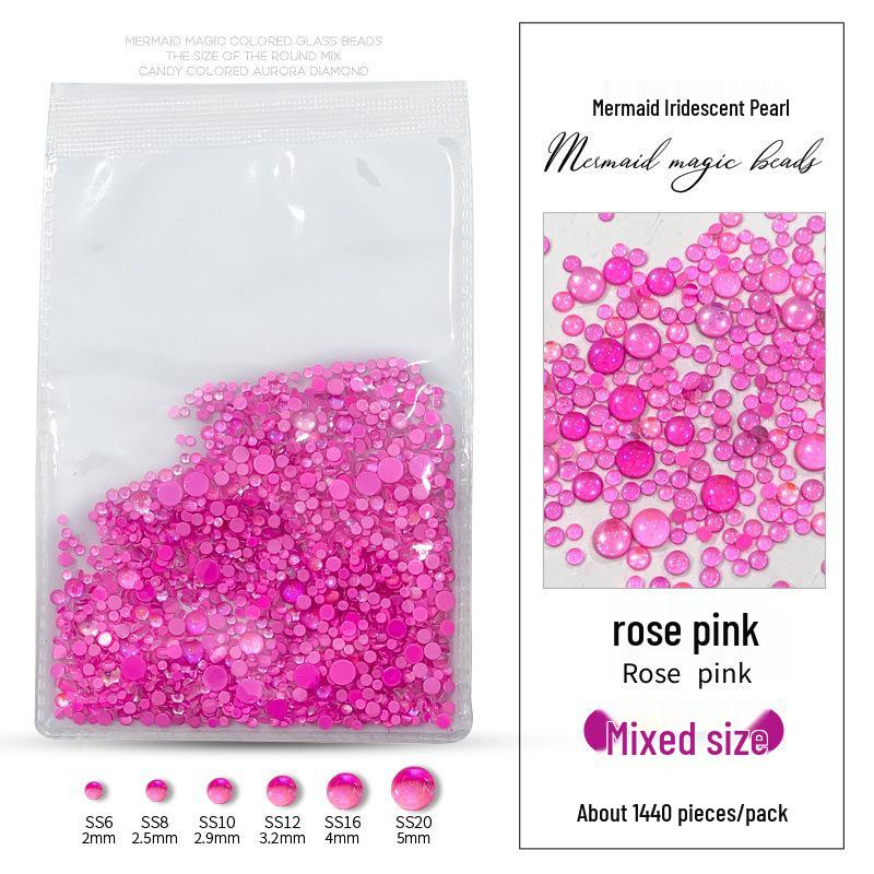 Mermaid Candy Color Bubble Beads: Iridescent Flat Back Nail Art Rhinestones
