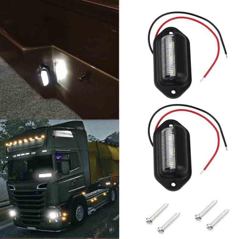 2Pcs Universal LED License Plate Light 12V-24V Side Lamp Step Bulbs Tail Lamp  Van Installation