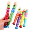 2pcs 6-hole Wooden Flute Colorful Kids Educational Learning Musical Toys Children Music Instrument Trumpet Buglet Hooter TMZ