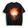 Vintage Outdoor Sunset Mountain Graphic Casual T-Shirt Pure Cotton T-shirt