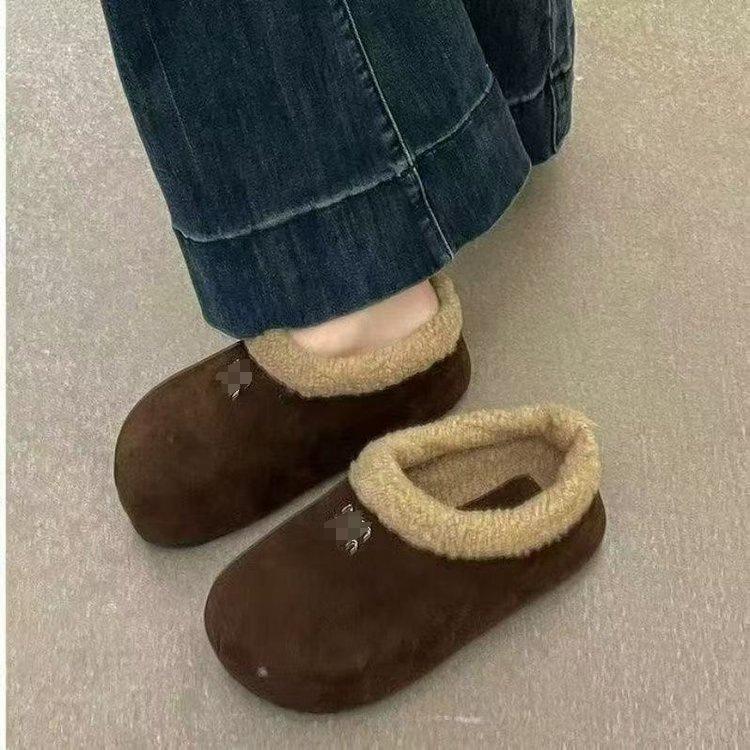 

Носите пушистые туфли на высокой подошве с флисом и теплые зимние ботинки для женщин, новые хлопковые туфли на толстой подошве для женщин для осени и зимы 40 коричневый