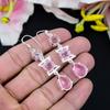 Pink Kunzite Gemstone Handmade 925 Sterling Silver Jewelry Earring 2.96" KG-433