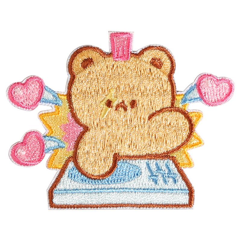 Cartoon Bear Cloth Sticker Children'S Clothes Pants Bag Embroidery Pattern Sticker Self-Adhesive Down Jacket Hole Patch Sticker