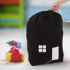 Drawstring Children Toys Storage Bag Massive Capacity House Appearance Black