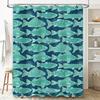Blauer Fischdruck Duschvorhang Polyesterstoff Wasserdicht Badezimmerdeko Wandbehang Wohnaccessoires Für Badewanneneinfassung