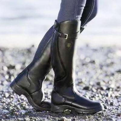 Femei Toamnă Iarnă Cizme înalte până la genunchi Cizme din piele cu cataramă plisată Cizme lungi plate și cu fermoar Marimea Plus 35-43 Botas De Mujer