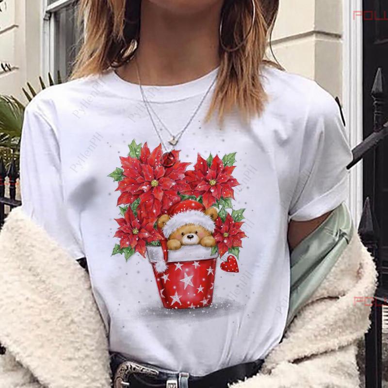 

Merry Christmas T Shirt New Christmas Tshirt Cartoon Santa Mascot Tshirt Harajuku Aesthetic Clothes Women Clothes Tops S