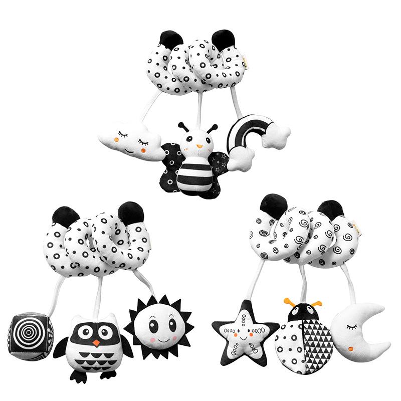 Black & White Bee Crib Wrap Toy with Bells for Babies