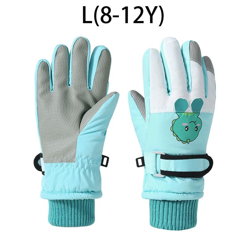 Winter Ski Gloves for Children Windproof Thickened Five-Finger Gloves Cartoon Printed Boys Girls Snow Warm Accessories 4-12Years