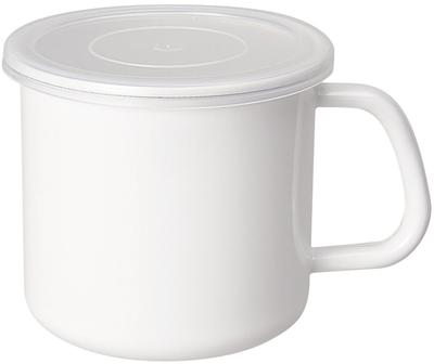 Recipiente de Armazenamento de Esmalte Nodahoro, Resistente ao Calor, com Alça, Redondo, Pequeno, com Tampa Selada, Transparente, Série Branca, Feito no Japão, MS-12M
