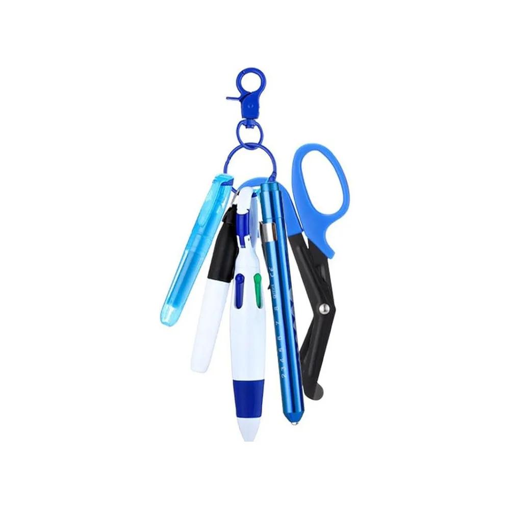 Gift Retractable Nurse Pen Set Multi-Functional LED Light Badge Reel ID Badge Holder Office