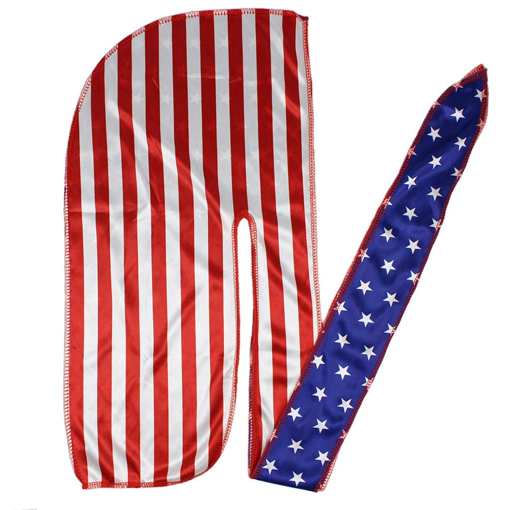 Cycling Headwraps Skull Cap Biker American Flag Printed Long Tail Pirate Hat