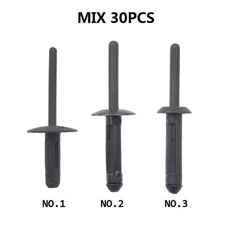 

30Pcs Black Plastic Rivet Clip Retainer Fastener Blind Rivets Head Break Mandrel Blind Nail Rivets For BMW VW Chrysler Ford чёрный