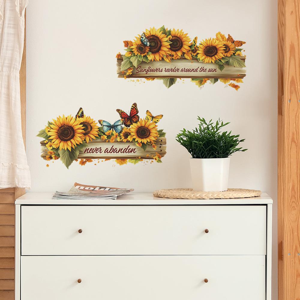 Creative Sunflower English Slogan Bedroom Living Room Entrance Hall Home Background Beautification Wall Stickers